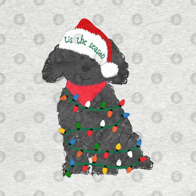 Labradoodle Decorated with Christmas Lights by EMR_Designs